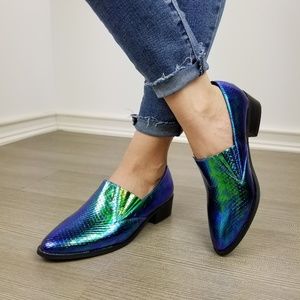 Mermaid Blue Green Hipster Slip on loafers -DD